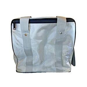 Vintage 1980s AMF The Angle Single Bowling Ball Bag Metallic Silver Tote VGVC